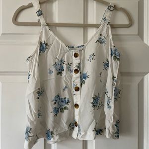 Hollister White Floral Tank Top